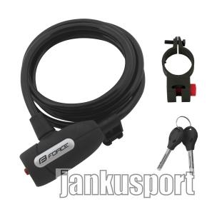 zámek F LUX spirálový s držákem 180cm/8mm, černý