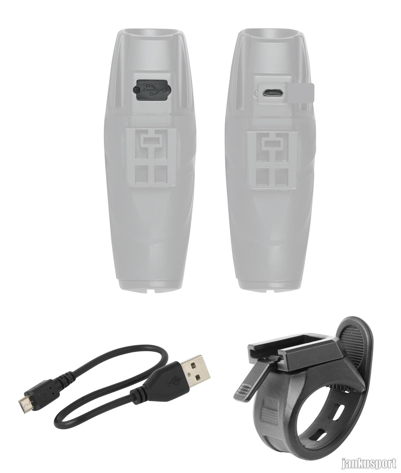 světlo přední FORCE SHARK 700LM USB, černé