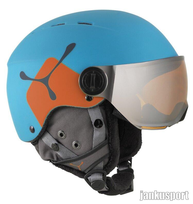 Dětská lyžařská helma se štítem Cébé Fireball JR Blue Orange Cat 2
