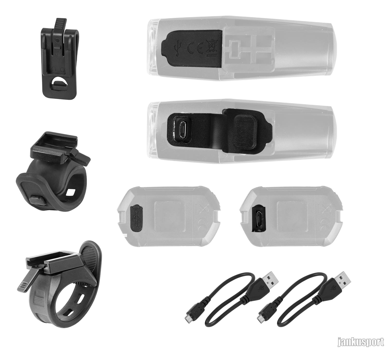 světla sada FORCE VARIO USB přední+zadní