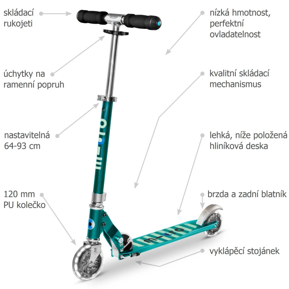 Koloběžka Micro Sprite LED Petrol Stripe