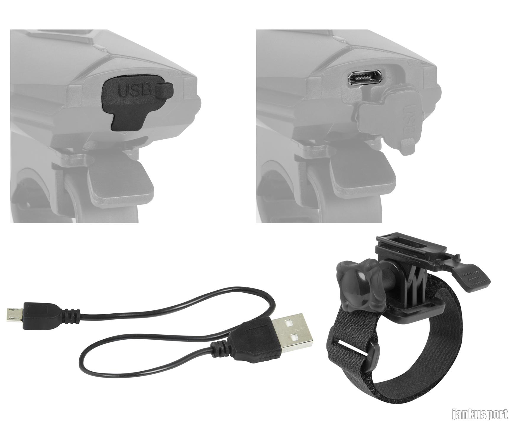 světlo přední FORCE CASS 300LM USB, černé