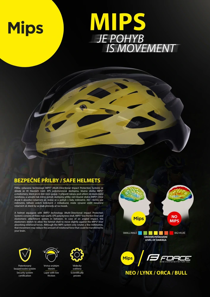 přilba FORCE NEO MIPS, fluo-modrá