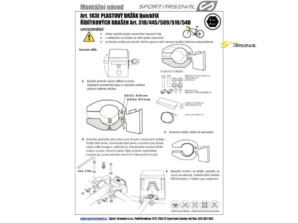 DRŽÁK ŘÍDÍTKOVÉ BRAŠNY QF - Elektrokola