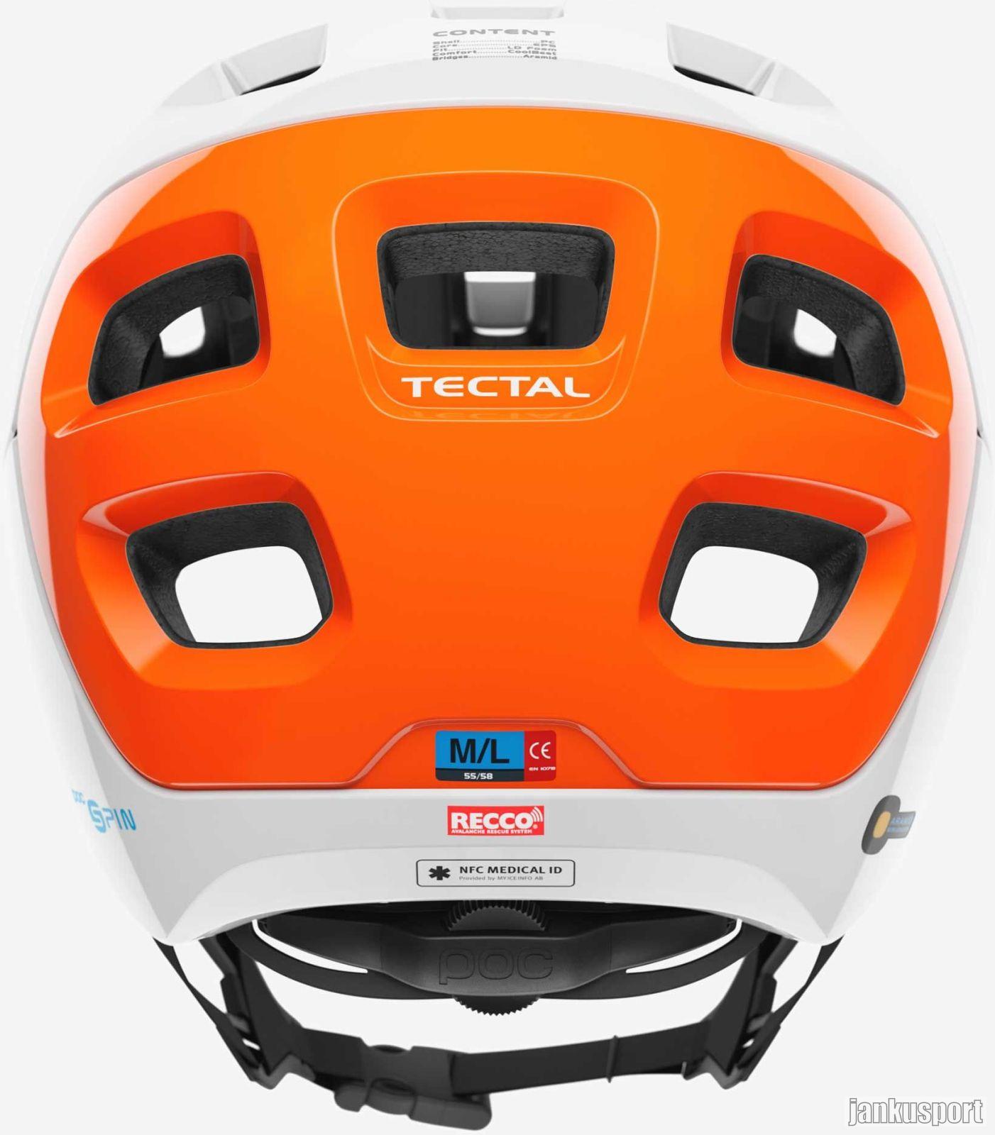 Cyklistická helma POC Tectal Race SPIN NFC - Hydrogen White/Fluorescent Orange AVIP